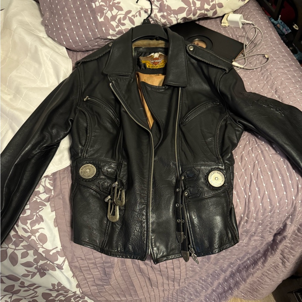 Black Leather Jacket with Silver Accents